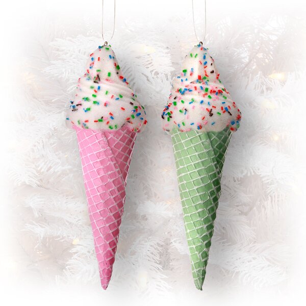 The Holiday Aisle® 2 Piece Plastic Ice Cream Cone Hanging